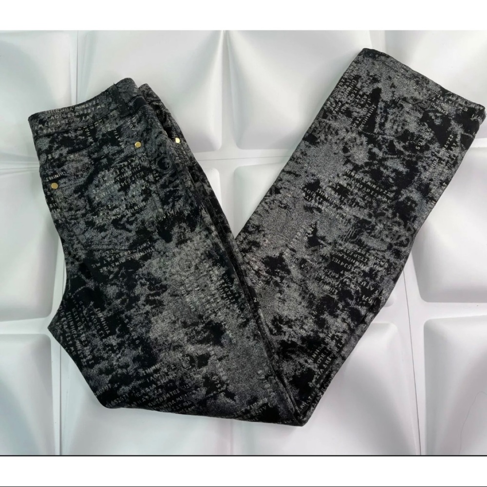 AZI Jeans Womens Sz 8 Black Metallic Silver Jean Pants